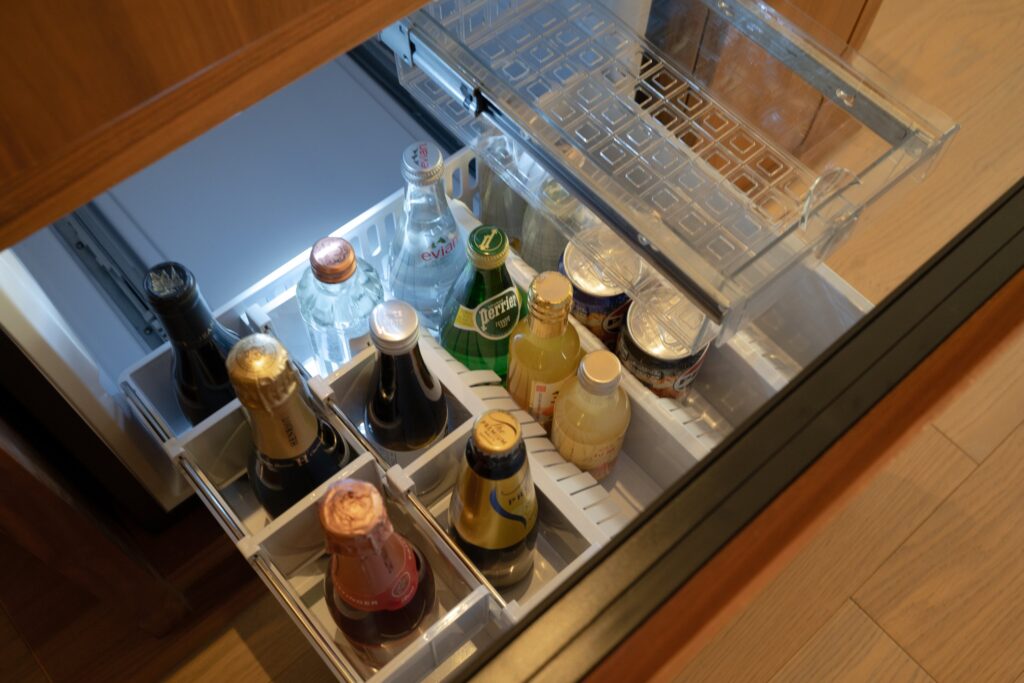 ホテルザ三井京都の冷蔵庫の中のドリンク